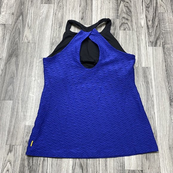 LUCY Halter Neck Keyhole Back Blue Activewear Tank Top Women's Size Small - Picture 4 of 10